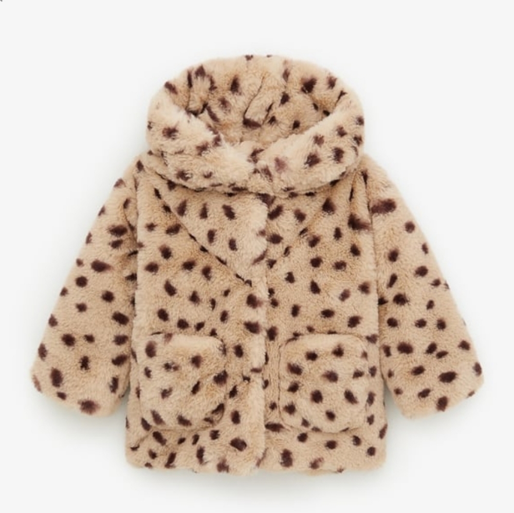 Zara Baby Faux Fur Leopard Coat 6-9m